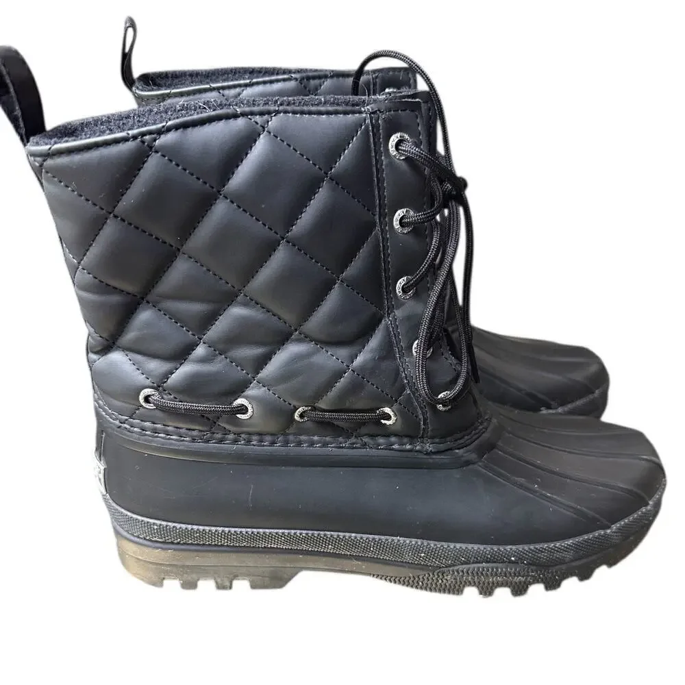 Sperry Quilted Black Waterproof Duck Boots Women’s Size 9